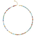 Beaded Gemstone Necklaces for Women Colorful Boho Choker Necklace Beauty And Spirit For Women (blue-silver) - color: mix-blue