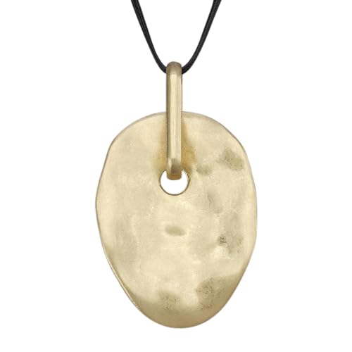 GelConnie Leather Necklace for Women Large Pendant Long Brown Necklace Circle Leather Choker Vintage Sweater Necklace Gold Chunky Boho Necklaces for Women - style: Large Stone Choker Necklace