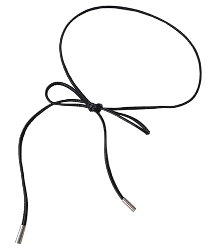 Womens Faux PU Leather Bead Rope Skinny Tie Belts for Skirt Dresses Jeans Pants Thin Dress Waist Belt - color: B Black