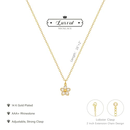 Luxval Diamond Pendant Gold Necklace for Women，Dainty 18k Gold Plated Choker Necklaces Simple Gold Jewelry Gifts for Women Girls - color: Gold-Daisy
