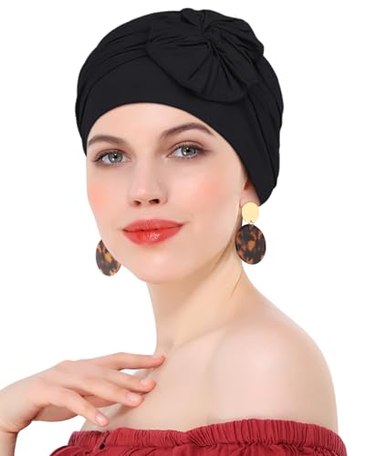 Chemo Headwear for Women Cancer Patients Lightweight Head Coverings for Hair Loss Seasonal - color: Black