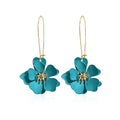 Bohemian Daisy Flower Matte Floral Long Petal Drop Dangle Earrings Layered Tiered for Women Chic Boho Wedding Jewelry - color: Light blue