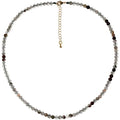 Simple Choker Necklace for Women Real Stone and Crystals Necklaces 4mm Beaded Choker Jewelry Meditation Gift for Women (16"+2") - style: Green Phantom Quartz