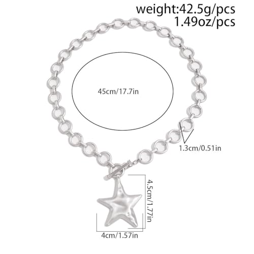 Chunky Necklace for Women Big Star Necklaces for Women Trendy Large Statement Necklace Thick Chain Bold Chunky Jewelry Star Accessories Boho - style: 2 - S