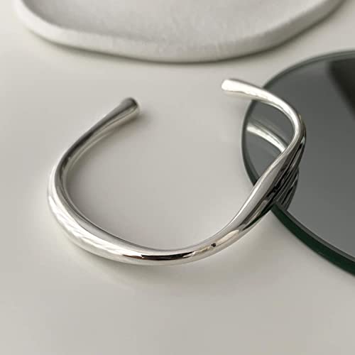 925 Sterling Silver Bracelets Open Adjustable Bangle Bracelet Teardrop Water Drop Cuff Bangles for Women - color: Pattern 1