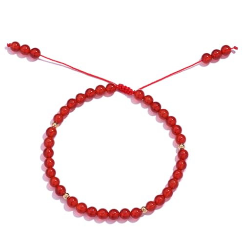 Softones 6mm Natural Stone Anklet for Women Gemstone Ankle Bracelets for Women Healing Energy Crystal Anklets Adjustable(8.5-10 Inches) - color: Red agate