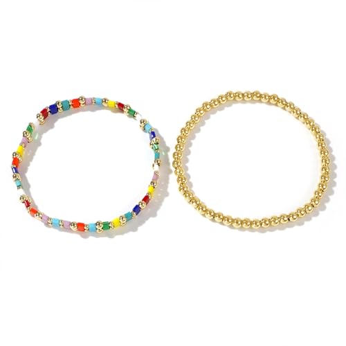 Tila Flat Beaded Stretch Bracelet for Women,Bohemian Friendship Bead Bracelets Handmade Stack Boho Jewelry Accessory for Everyday Wear, Vacation and Friend Gifts - color: colors