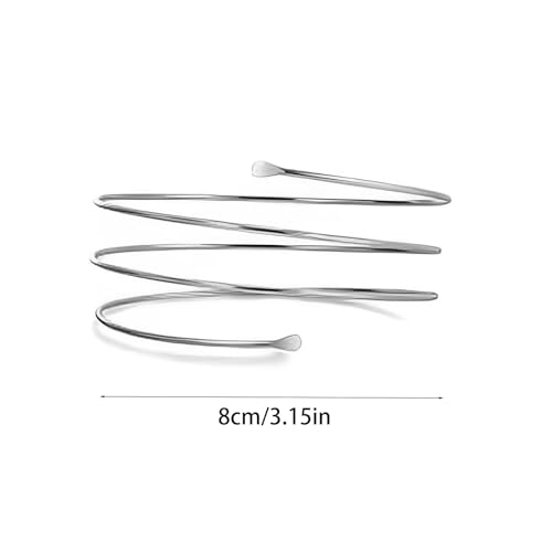 Silver Arm Cuff for Women Open Adjustable Armband Stackable Upper Arm Bracelet Bangle Minimalist Summer Beach Cuff Jewelry - color: Silver Arm Cuff EF