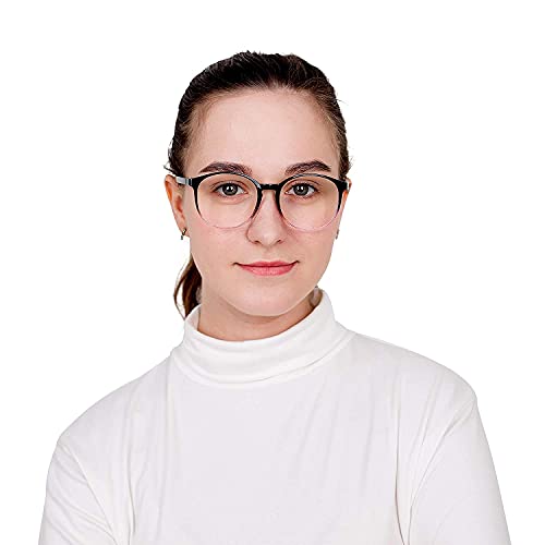 LifeArt Round Blue Light Blocking Glasses, Computer Glasses, Gaming Glasses, TV Glasses for Women Men (Black Purple, 0.25 Magnification) - color: 06_days_black Purple, size: +0.25 Magnification