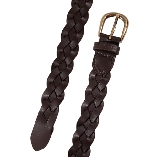Eddie Bauer Women's Casual Leather Belts with Durable Metal Buckle - color: Thin Braided - Brown, size: Small