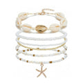 Gold Starfish Anklets for Women Seashell Ankle Bracelet Boho Stack Stretch Beaded Anklet Set Summer Beach Jewelry - style: C Style