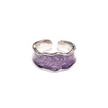 Elegant Oil Drip Enamel Wave Wide Irregular Colorful Adjustable Opening Finger Ring Joint Stackable for Women Jewelry Gifts Bohemian - color: purple silver