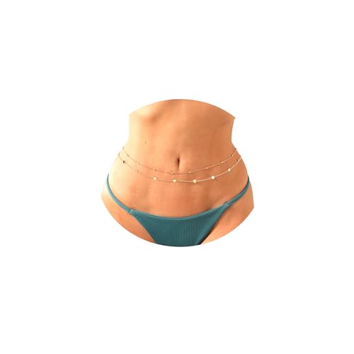 Belly Waist Chain Beads Pearl Coins Layered Belly Chains Boho Gold Plated Sexy Bikini Body Chain Adjustable Jewelry for Women - style: C- coins