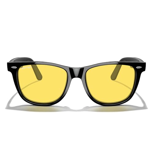 MERRY'S Classic Square Shape Polarized Sunglasses for Womens Mens Retro Designer UV400 Sun Glasses S6140 - color: Black Frame/Night Vision Lens
