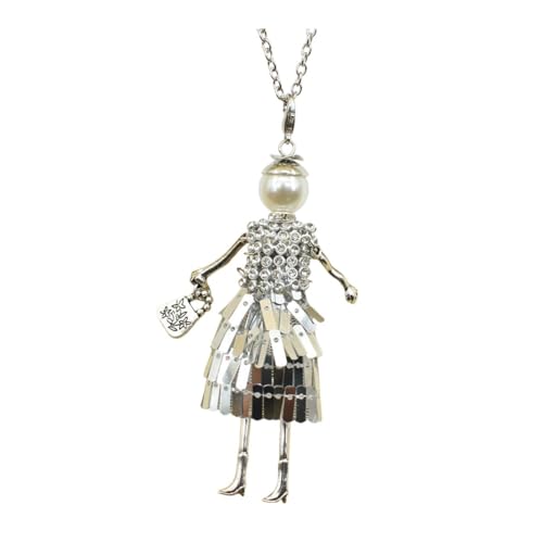 Crystal Paris Doll Necklace for Women, Handmade Cute Dress Long Chain Pendant Necklace Prom Costume Jewelry - style: 30