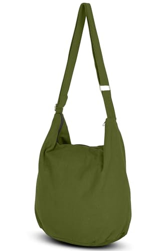 Your Cozy Hobo Sling Bags For Women Crossbody Bag Thai Top Handmade Shoulder Bag with Adjustable Strap - color: Forest Green