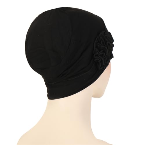 Headwrap Turbans for Women - Twist Soft Floral Solid Caps Pre Tied Chemo Beanies Headwear Hat for Cancer - color: Black