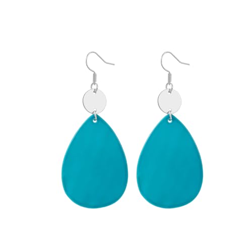 Elisheva Bohemian Lightweight Mother of Pearl Shell Drop Dangle Earrings for Women, Boho Chic Hippie Waterdrop Statement Jewelry Gift - color: teal green