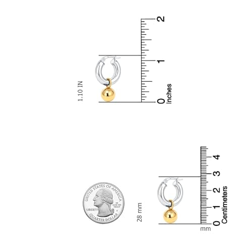 LeCalla 925 Sterling Silver Beaded Ball Hoop Earrings | Lightweight Sleeper Bead Ball Earring Hoops | Cape Style Hoop Earrings for Women - color: Gold-Plated 10mm Ball Dangle