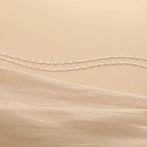 Freekiss Sterling Silver Ankle Bracelets for Women: Dainty Layered Waterproof Anklet for Women Adjustable Womens Anklet Set Stackable Figaro Beaded Cuban Link Anklets Beach Jewelry for Women - color: ANKLET-Single clasp beaded chain-SL