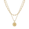 Yoosteel Layered Initial Necklaces for Women Trendy - 14K Gold-Plated Dainty Layering Paperclip Chain Coin Initial Necklace Jewelry Gifts for Women Mom Wife Teen Girls - color: Gold, style: A.