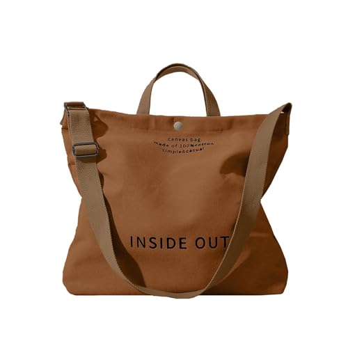 Canvas Tote Bag For Women inside out bag Crossbody Handbag with Adjustable Strap and Coin Purse for Work,Travel,Grocery - color: Brown
