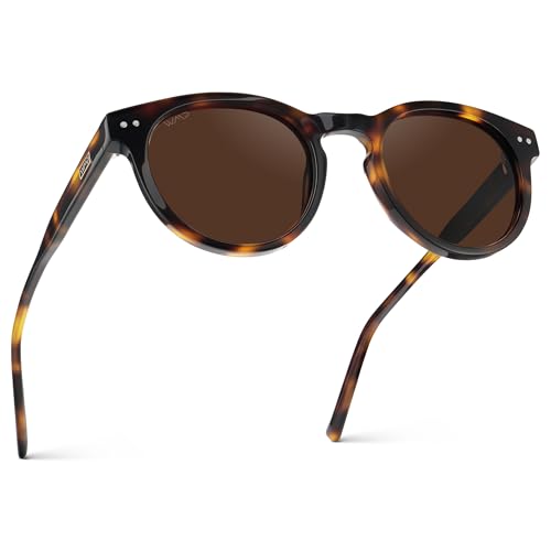 WearMe Pro Round Polarized Sunglasses for Women - Retro Classic UV400 Protection for Driving & Everyday Wear - color: Brown Tortoise / Dark Brown Lens