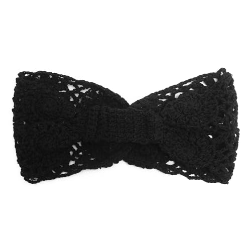 ZLYC Women Headband Handmade Crochet Knit Boho Flower Hair Bands (Twist Knotted Black) - color: Twist Knotted Black