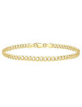 IEFWELL S925 Sterling Silver 14K Real Gold Plated Bracelet Hypoallergenic 4mm Diamond Cut Cuban Link 6.5 7 7.5 8 8.5 9 Inches for Men Women Jewelry Gifts - color: 14K-Gold-Plated, size: 8.5 Inch-Women's X-Large & Men's Large