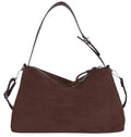 Suede Shoulder Bags For Women Crossbody Bag Suede Tote Bag Satchels Slouchy Work Purses Crescent Handbag Fall Top Handle - color: Coffee