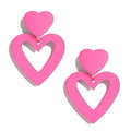 Double Heart Earrings Dangling Heart Drop Earrings For Women Love Heart Dangle Earrings Birthday Gift - color: Blush Pink