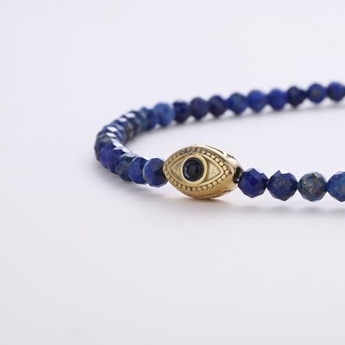 COAI Evil Eye Anklet for Women, Summer Waterproof Anklet for Women Lapis Lazuli Moonstone Black Tourmaline Ankle Bracelet - style: Lapis Lazuli