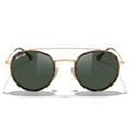MERRY'S Retro Round Polarized Sunglasses - Unisex Double Bridge Sun Glasses - color: Leopard Frame/Gold Bridge/G15 Lens