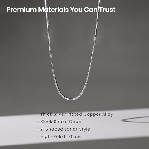 ARSIS 18K Gold Plated Herringbone Necklace Snake Chain Choker Dainty Layered Hypoallergenic Jewelry Gift for Women - color: Silver+Slider Chain