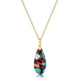 Joya Love 14K Gold Plated Healing Stone Teardrop Pendant Necklace for Women, Waterproof Stainless Steel Chain, Colorful Natural Stone Look, Boho Spiritual Jewelry Gift - color: Colorful -Gold-02