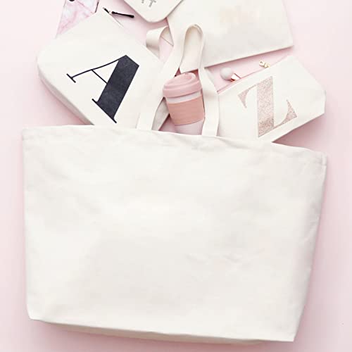 Large Canvas Tote Bag-Extra Big Shopping Beach Totes Bags Reusable Largest Grocery Plain Solid Bag 28"x8"x16" - color: Natural
