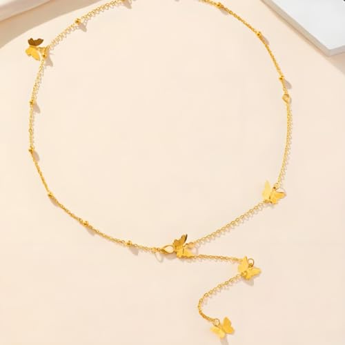 Rhinestone Back Chain Necklace for Women Bridal Wedding Sexy Rhinestone Backdrop Chain Waist Belly Chains Trendy Body Chains Jewelry - style: D-GoldC
