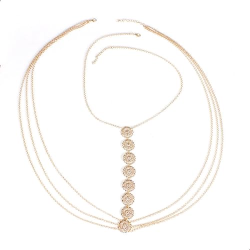 Boho Body Chain Gold Body Chain Jewelry for Women Gold Plated Chain Bikini Body Jewelry for Women Sexy - style: Gold