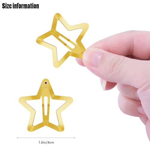 Star Hair Clips 2000s Y2K Snap Hair Barrettes Non Slip Star Hair Accessories Gold Metal Hair Clips for Girls Women -15 PCS 1.57" - color: 15 P - 1.57"-gold