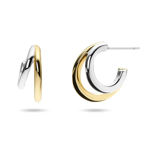 Ana Luisa Double Hoop Earrings for Women - 14K Gold Plated & Silver Rhodium Huggie Hoops - Hypoallergenic, Water-Resistant, Tarnish-Free, Small, Dainty & Trendy Two Hoop Earring Styles for Daily Wear - color: Two Tone, size: Small