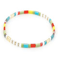 Sonateomber Tila Flat Beaded Stretch Bracelets for Women, Trendy Unique Colorful Square Beads Handmade Stack Bracelet Friendship Accessories Fashion Jewelry Gift - color: Teal Green