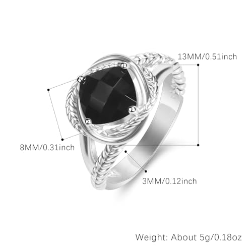 Designer Cubic Zirconia Statement Ring Antique Twisted Cable Wire Rings for Women Fashion Jewelry Gift - color: Black
