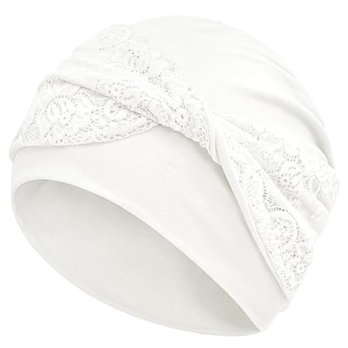 Women Knot Slouchy Beanie Chemo Hat Twist Stretch Cancer Head Wraps Sleep Head Scarf - color: White