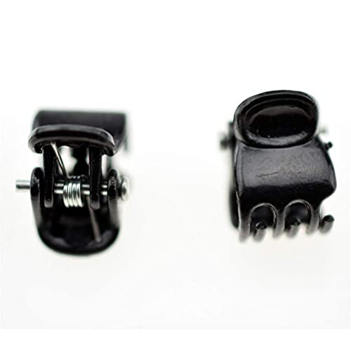 100pc/pack 1cm Hair Claws Clip for Women Girls Black & Brown & clear Plastic Mini Hairpin Hair Clip Clamp Hair Accessories Gifts (KLF-CLEAR+BLACK) - color: KLF-CLEAR+BLACK