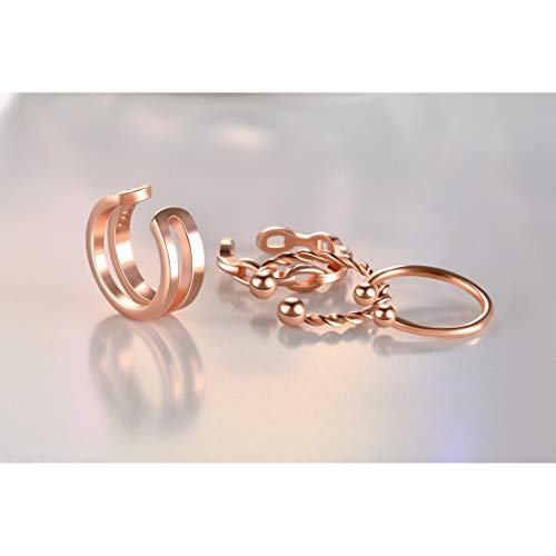 CHIC & ARTSY 925 Sterling Silver Ear Cuffs for Women, Non Piercing Clip On Cartilage Cuffs, Adjustable Fake Conch & Helix Earrings, Gold Plated & Oxidized Various Styles - color: ear cuff #20