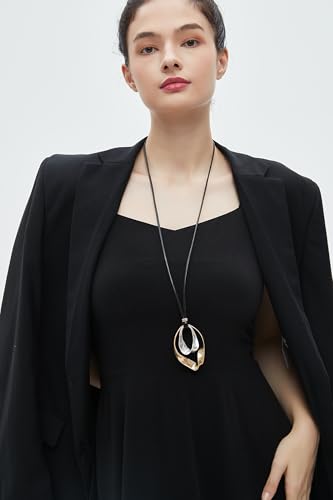 Boho Necklaces for Women Chunky Circle Necklace Layered Boho Circle Leather Choker Necklace Long Vintage Necklaces Bohemian Jewlery Gifts - style: Boho Silver Pendant