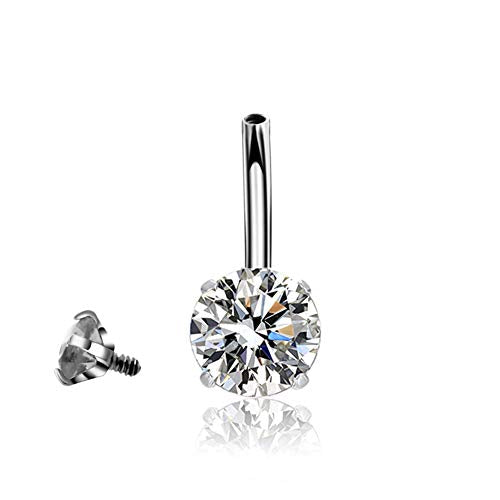 HQLA 14G Belly Button Rings Surgical Stainless Steel Round Cubic Zirconia Navel Barbell Stud Body Piercing - color: 3Pcs(Clear+AB+Black Colorful)
