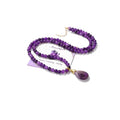 Healing Crystal Necklaces for Women Trendy Natural Stone Beaded Long Pendant Necklaces for Womens Handmade Bohemian Fashion Necklace Jewelry Gift - color: Amethyst
