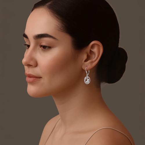 LeCalla 925 Sterling Silver Drop Earrings | Lever-Back Drop Earrings | Hypoallergenic Silver Teardrop Leverback Dangle Earring for Women Jewelry Gifts - color: Elephant Family-30MM