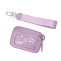 Wristlet Wallet for Women Mini Zip Card Case with Clear ID Window Zipper Coin Purse Lightweight Portable Keychain Wallet - color: Purple
